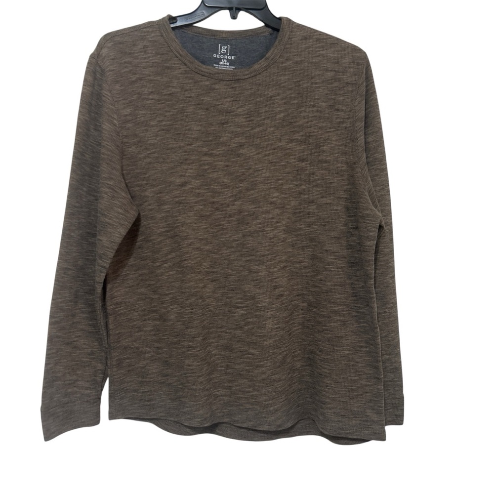 George Brown Space Dye Thermal Long Sleeve Crew Neck Shirt - Size Large
